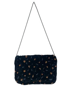 New Beginnings Velvet Floral Shoulder Bag Black Cottagecore Quilted Purse Boho